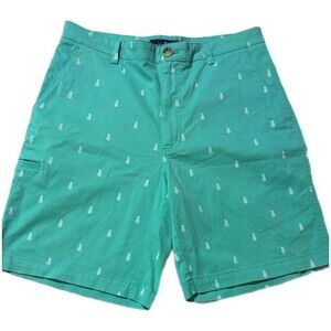 Tackle & Tides Men's 32 Pineapple Print Chino Shorts Mint Green Preppy Resort